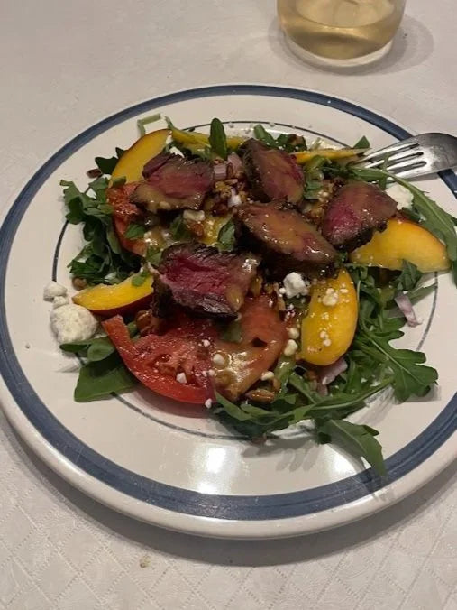 Hanger Steak Salad with Peaches