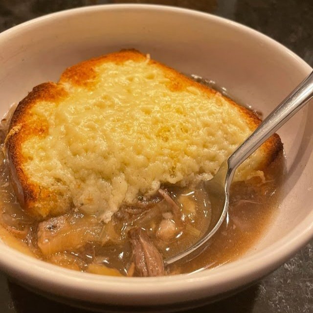 French Onion Beef Roast Soup